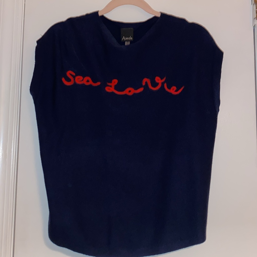Aaeda Sea Love Cursive Script Sweater